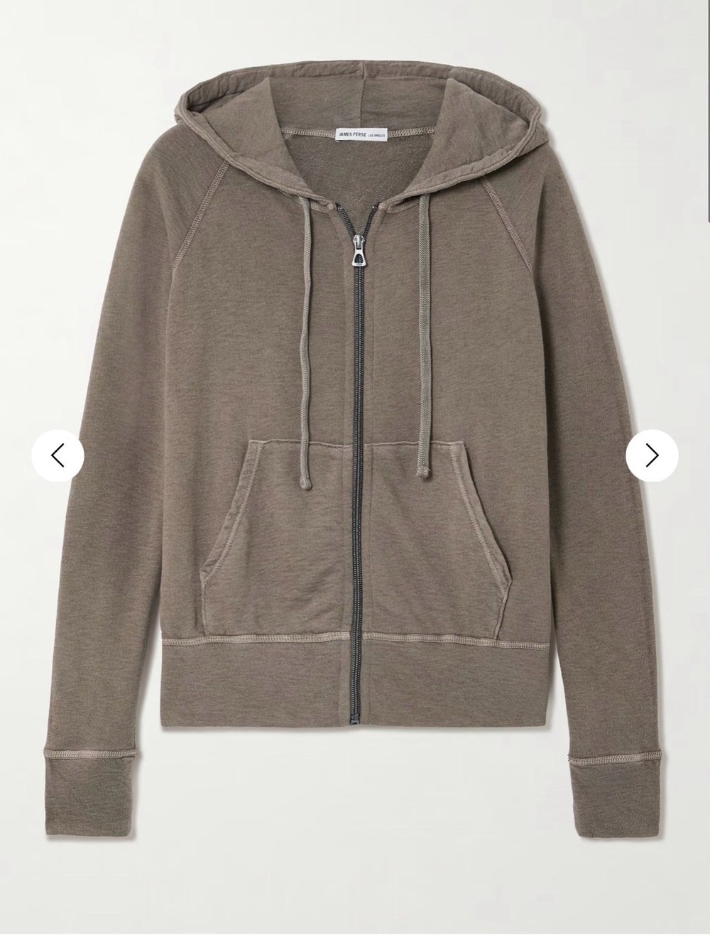 James Perse Vintage French Cotton -Terry Hoodie in Gray Green , XS
